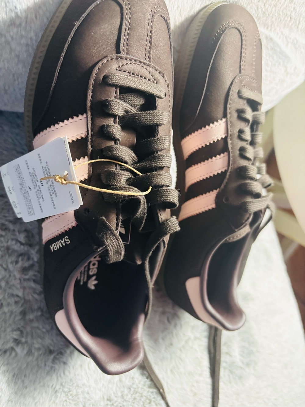adidas Samba Black Sneakers with Light Pink Stripes